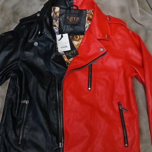 FREE SHIPPING! Beautiful Kleep Two-Tone Moto Jacket, Size Medium, Excellent, NWT - Picture 3 of 15